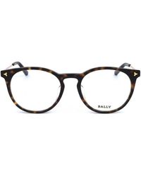 Bally - Tortoise Shell Round Frame Glasses - Lyst