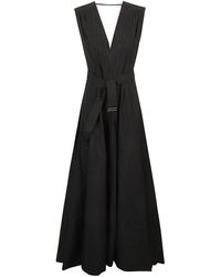 Brunello Cucinelli - Belted Waist V-neck Sleeveless Flare Dress - Lyst