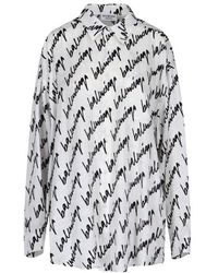 Balenciaga 'scribble Fluid' Silk Shirt - White