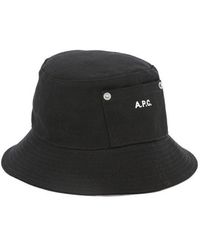 A.P.C. - Logo-embroidered Wide Brim Bucket Hat - Lyst