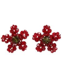 Simone Rocha Crystal-embellished Floral Earrings - Red