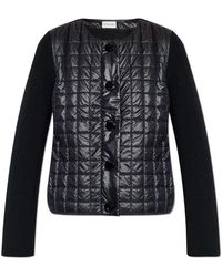 Moncler - Logo Patch Quilted Knitted Cardigan - Lyst