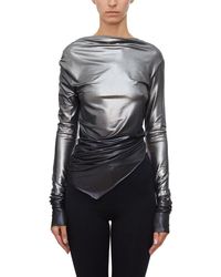 Rick Owens - Metallic-effect V-neck Cropped Top - Lyst