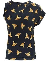Vivienne Westwood - Allover Orb Printed One-shoulder T-shirt - Lyst