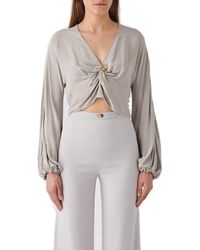 Elisabetta Franchi - Knot-detailed Cropped Blouse - Lyst