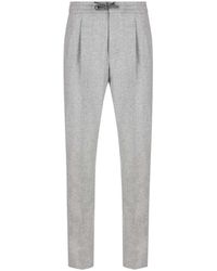 Brunello Cucinelli Chevron Drawstring-waist Straight-leg Pants - Gray