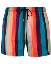 Paul Smith Vertical-stripe Drawstring Swim Shorts - Blue