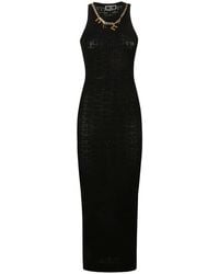 Elisabetta Franchi - Logo Jacquard Sleeveless Knitted Midi Dress - Lyst
