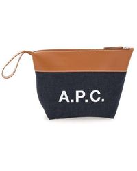 A.P.C. - Logo Printed Zipped Denim Beauty Case - Lyst