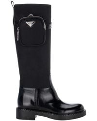 Prada Re-nylon Pouch Detail Boots - Black