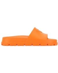 Prada Orange Rubber Slippers