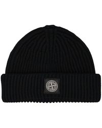 Stone Island - Compass Patch Ribbed-knitted Beanie - Lyst