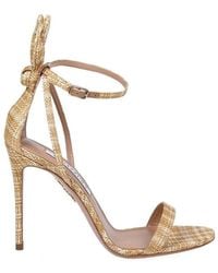 Aquazzura - Bow Tie Detailed Ankle Strap Heeled Sandals - Lyst