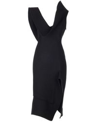 Bottega Veneta - Structured V-neck Midi Dress - Lyst