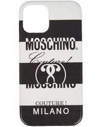 Moschino Logo Striped Iphone 12/12 Pro Case - Black
