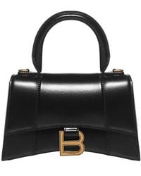 Balenciaga - Hourglass Xs Shiny Box Calf Top-handle Bag - Lyst