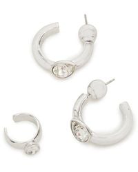 Swarovski - Dextera Hoop Earrings With Ear Cuff - Lyst
