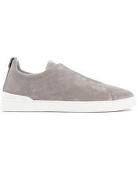 Zegna - Suede Triple Stitch Sneakers - Lyst