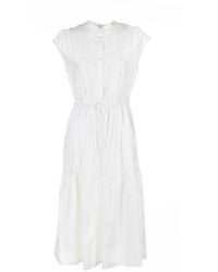 Woolrich - Button Detailed Drawstring-waist Ruched Dress - Lyst