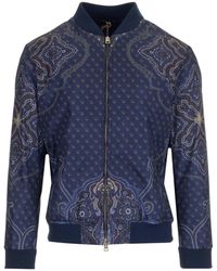 Etro Benessere Bomber Jacket L Technical - Blue