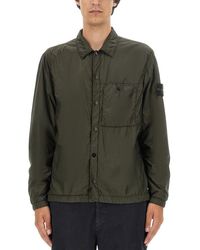 Stone Island - Compass-patch Buttoned Shirt Jacket - Lyst
