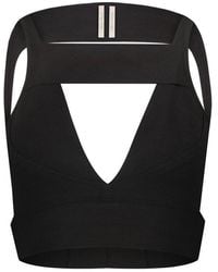 Rick Owens - Cut-out Detailed Cropped Knitted Top - Lyst