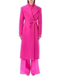 Valentino - Bow Detailed Long-sleeved Coat - Lyst