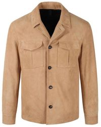 Tagliatore - Suede Lambskin Overshirt Jacket With Classic Lapel - Lyst
