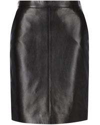 Saint Laurent - Zip Detailed Leather Skirt - Lyst
