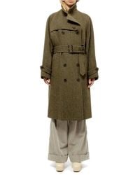 Aspesi - Belted Double-breasted Coat - Lyst