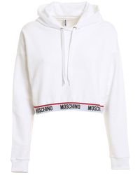 Moschino Logo-waistband Drawstring Hoodie - White