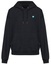 Versace Medusa Print Drawstring Hoodie in Black for Men | Lyst