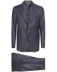 Tagliatore - Single-Breasted Pinstriped Suit - Lyst