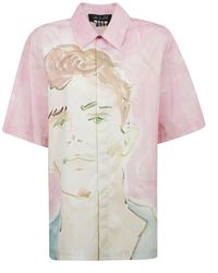 MSGM - X Luke Edward Hall Illustration Style-Print Buttoned Shirt - Lyst