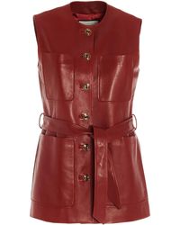 Gucci Leather Belted Vest - Red