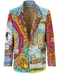 Moschino - Mix-printed Single-breasted Blazer - Lyst