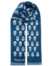 Alexander McQueen Skull Reversible Scarf - Blue