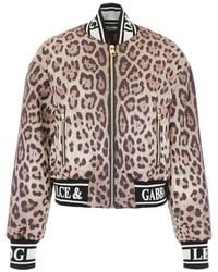 Dolce & Gabbana - Leopard Print Bomber Jacket - Lyst