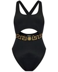 Versace - Greca Border Cut-out One-piece Swimsuit - Lyst