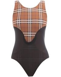 Burberry Check Stretch Bodysuit - Brown