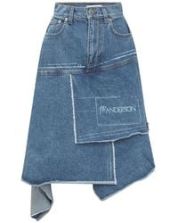 JW Anderson High Waist Asymmetric Denim Skirt - Blue