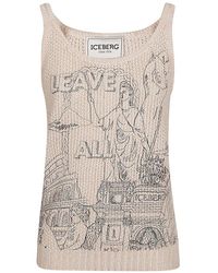 Iceberg - Roma Embroidered Knitted Tank Top - Lyst