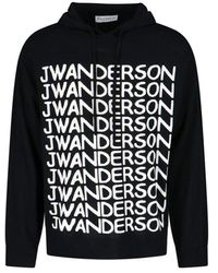 JW Anderson - Logo-intarsia Knitted Hoodie - Lyst