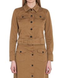 Saint Laurent - Button-Up Belted Cropped Jacket - Lyst