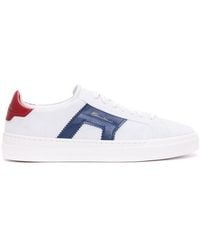 Santoni - Round Toe Lace-up Sneakers - Lyst