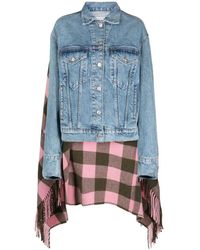 Moschino - Jeans Checked Panel Cape Denim Jacket - Lyst
