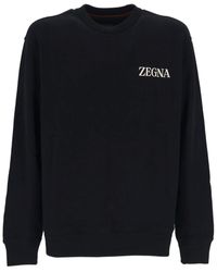 Zegna - Logo Prrinted Crewneck Sweatshirt - Lyst