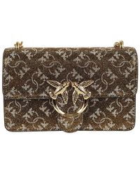 Pinko - Mini Love One Monogram Embellished Shoulder Bag - Lyst