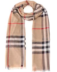 Burberry Check Lightweight Scarf - Natural