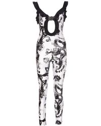 Versace - Baroccoflage Printed Cut-out Ruffled Jumpsuit - Lyst